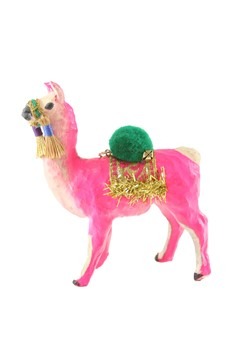 Festive Pink Llama Christmas Ornament