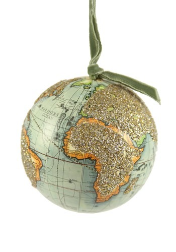 Glittered World Globe Ornament