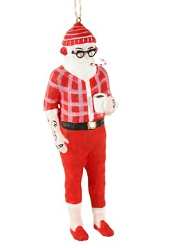 Hipster Santa Resin Ornament