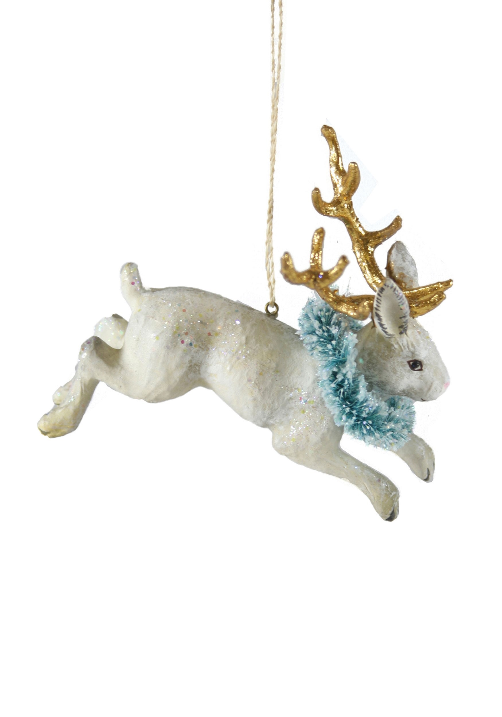 Christmas Ornament Jackalope w/Goldleaf Antlers