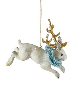Jackalope w/Goldleaf Antlers Christmas Ornament