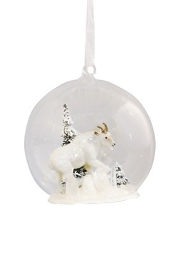 Winter Mountain Goat Glass Globe Christmas Ornament
