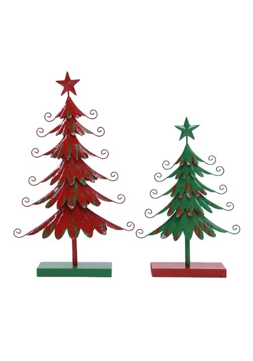 26" Red Metal Christmas Tree