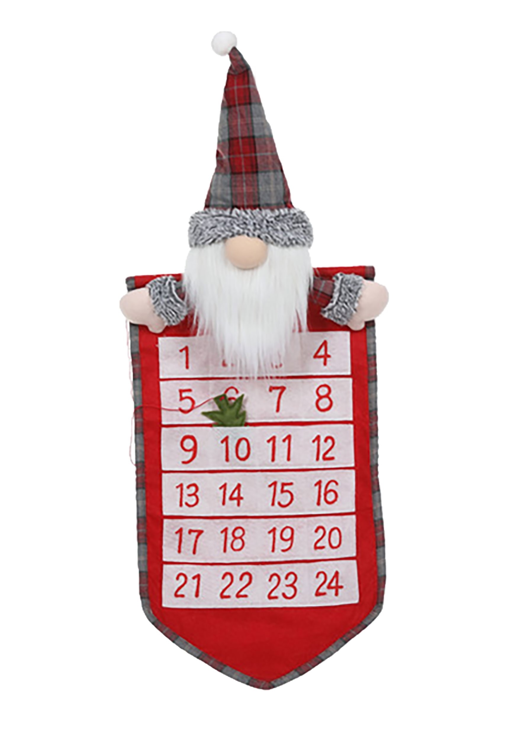 Soft Gnome Plaid Hanging Advent Calendar