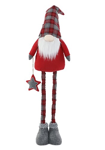 50" Plush Plaid Gnome Christmas Decor w/ Telescope