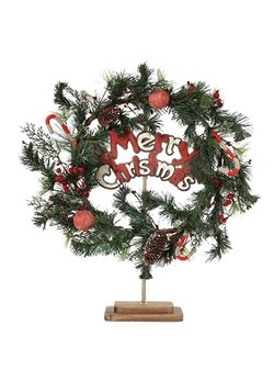 Rustic Merry Christmas 20 Inch Wreath & Stand