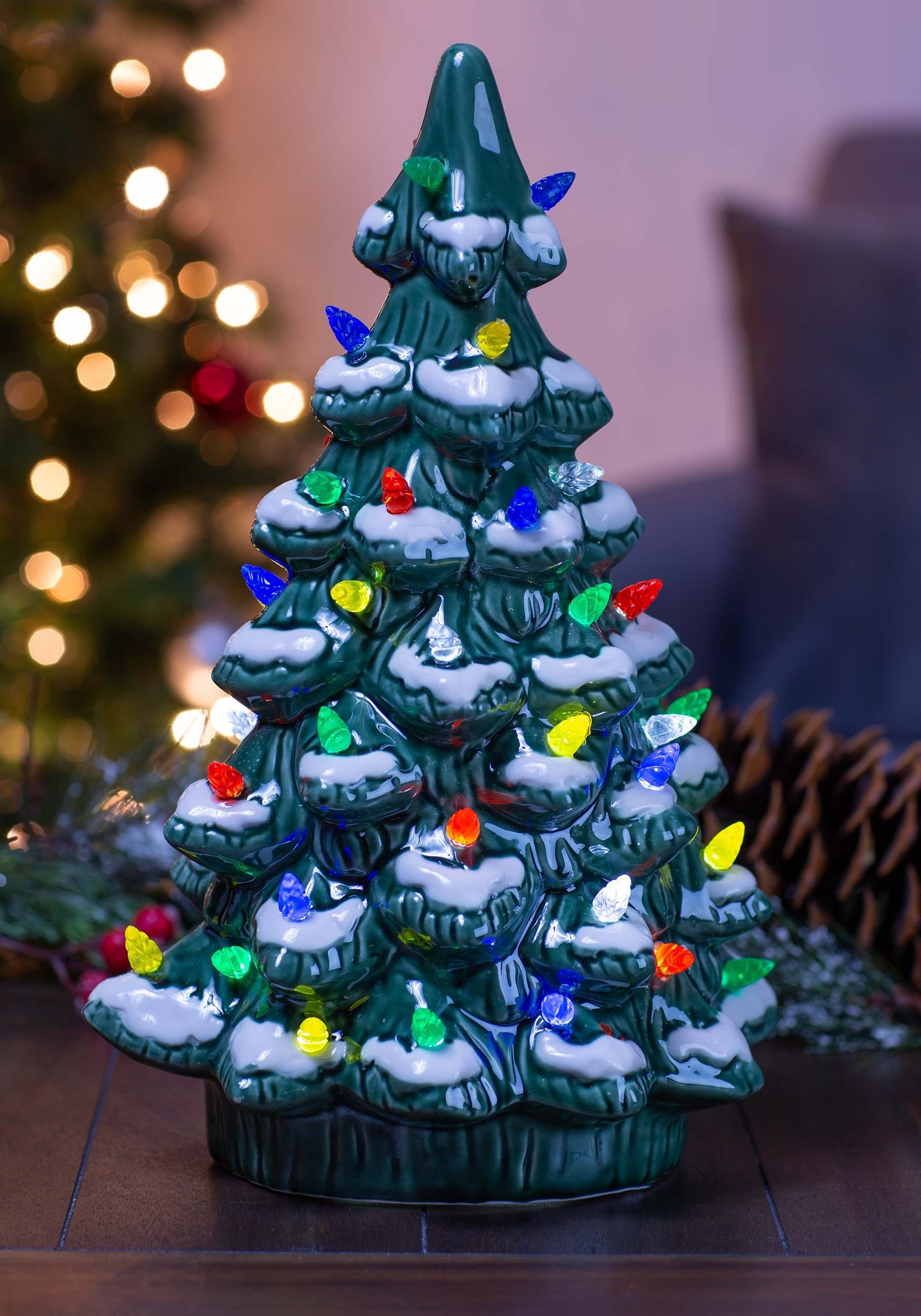 14" Inch Light Up Ceramic Christmas Tree Decor