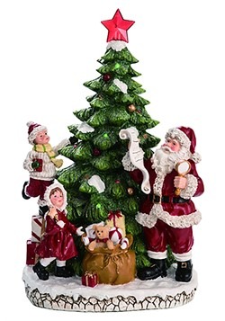 16 75 Resin Light Up Christmas Tree & Santa Decoration
