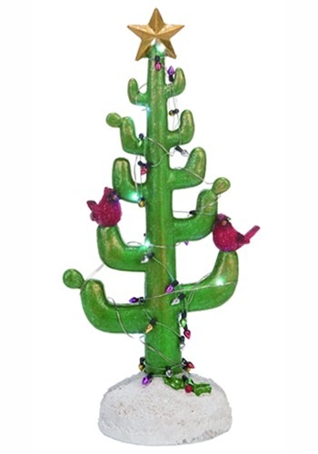 Light Up Resin Cactus Christmas Tree