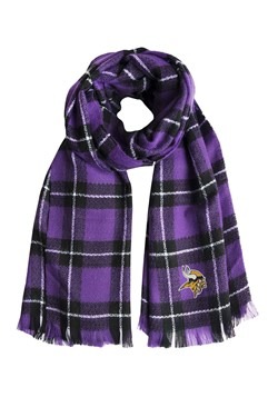 Minnesota Vikings NFL Purple and Black Plaid Blanket Scarf