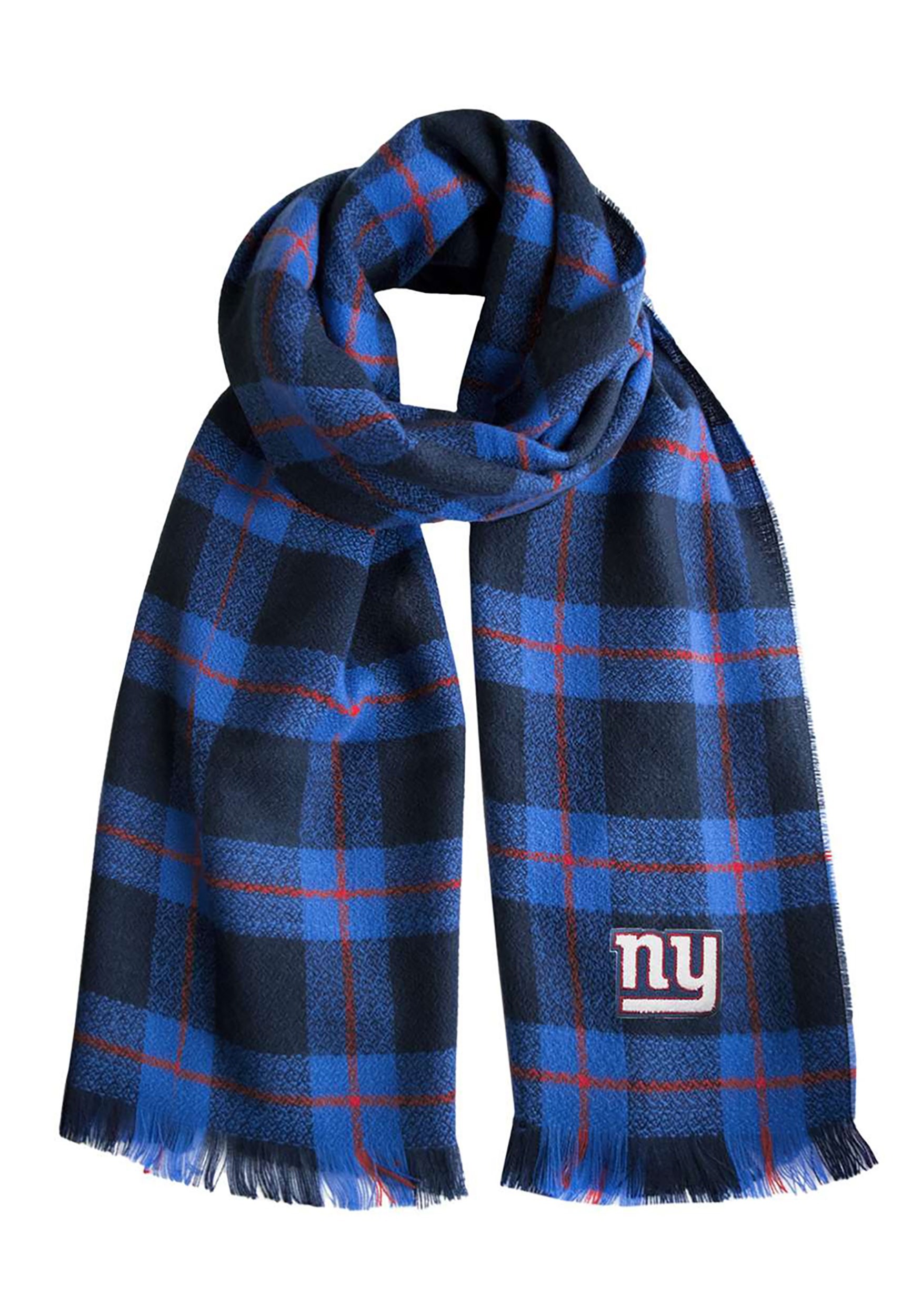 New York Giants NFL Navy And Red Plaid Blanket Scarf