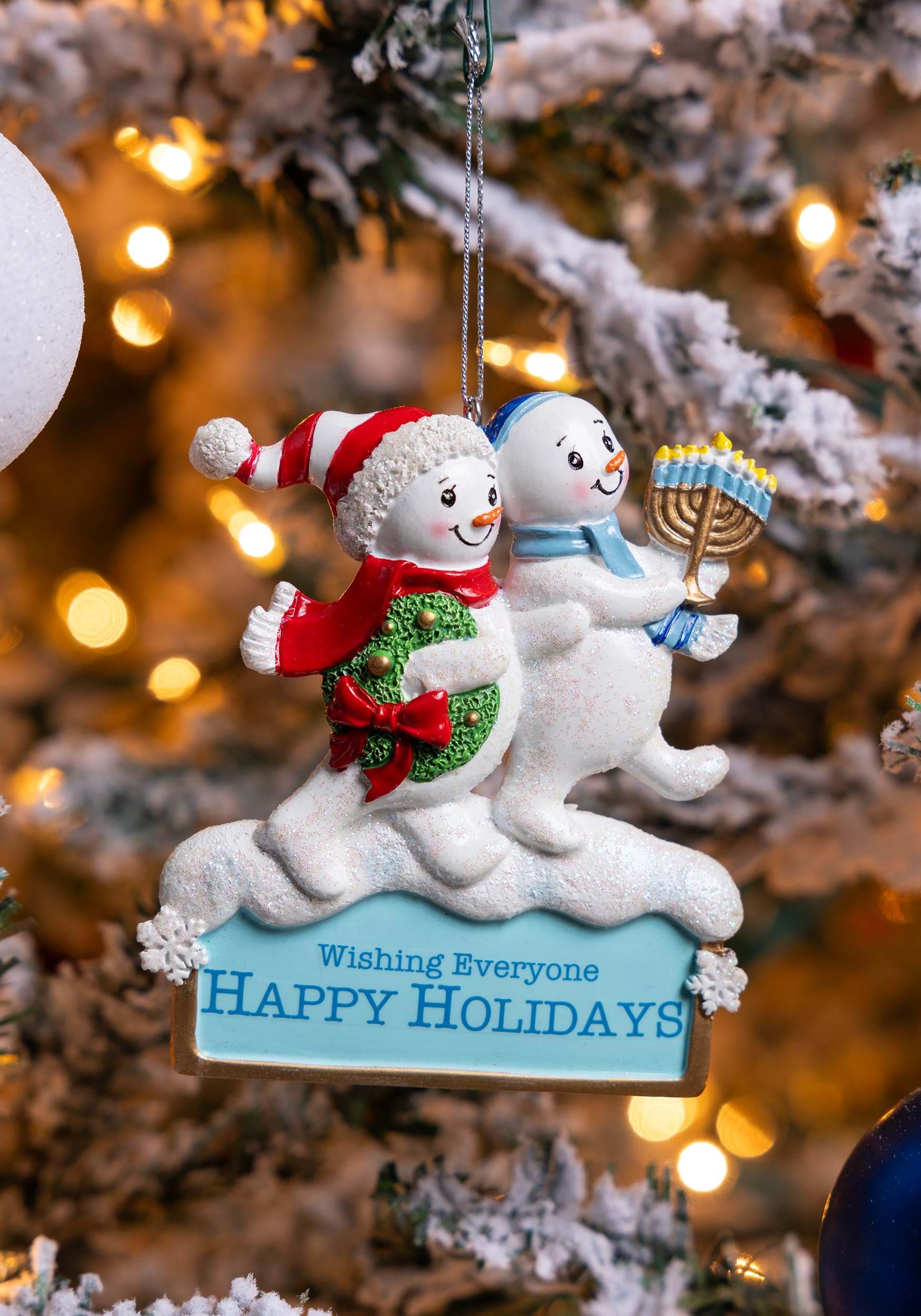 Resin 4" Hanukkah Snowman Ornament