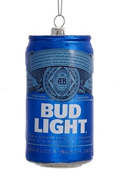 4.75" Bud Light Beer Can Glass Ornament