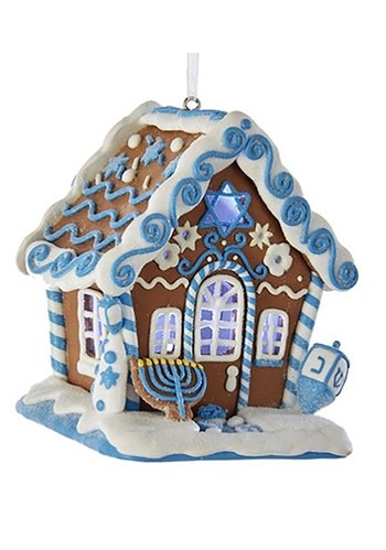 Hanukkah Gingerbread LED House Ornament