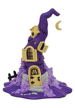 Claydough Halloween Purple LED Witch Hat Tablepiece Decor