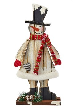16" Wooden Black Hat Snowman