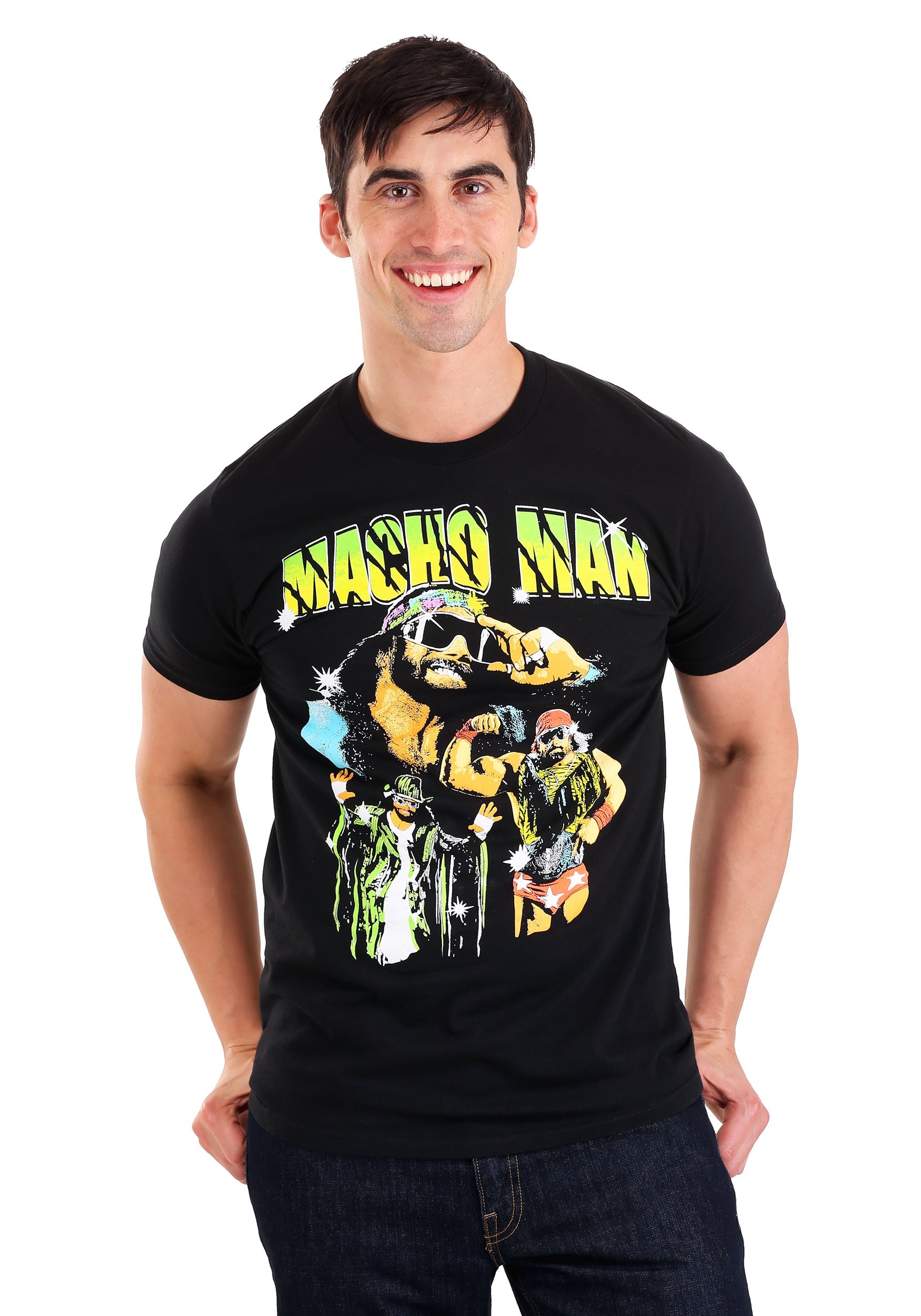 Randy Savage Macho Man WWE Collage Crew T-Shirt
