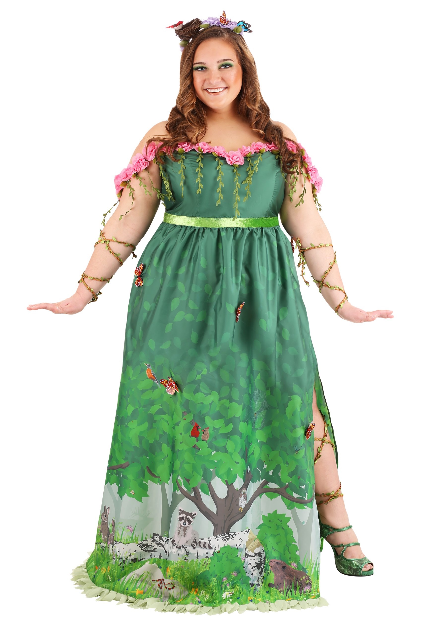 Photos - Fancy Dress FUN Costumes Plus Size Mother Nature Women's Costume Green/Pink FUN102