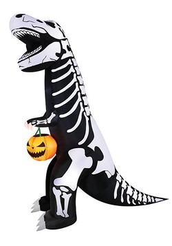 Inflatable Skeleton T-Rex with Pumpkin Decoration