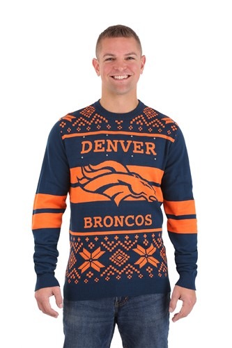 NFL Denver Broncos 2 Stripe Big Logo Light Up Sweater 1