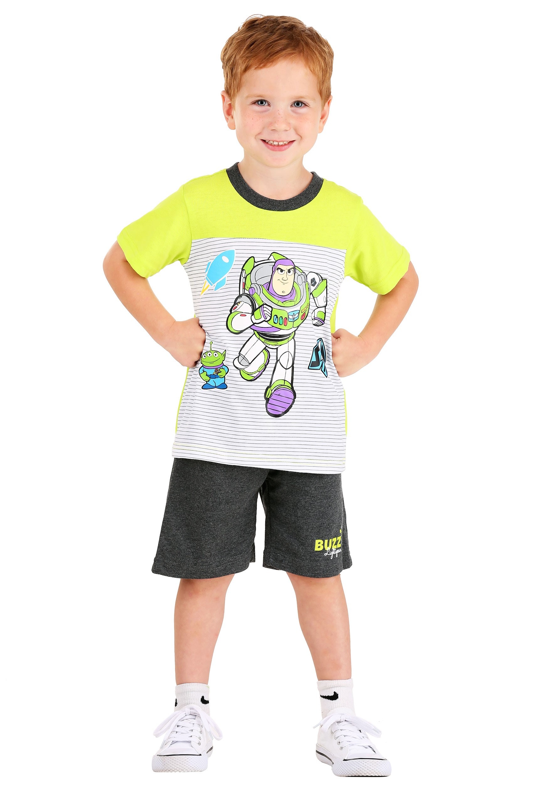 Striped Buzz Lightyear Tee and Terry Short Set