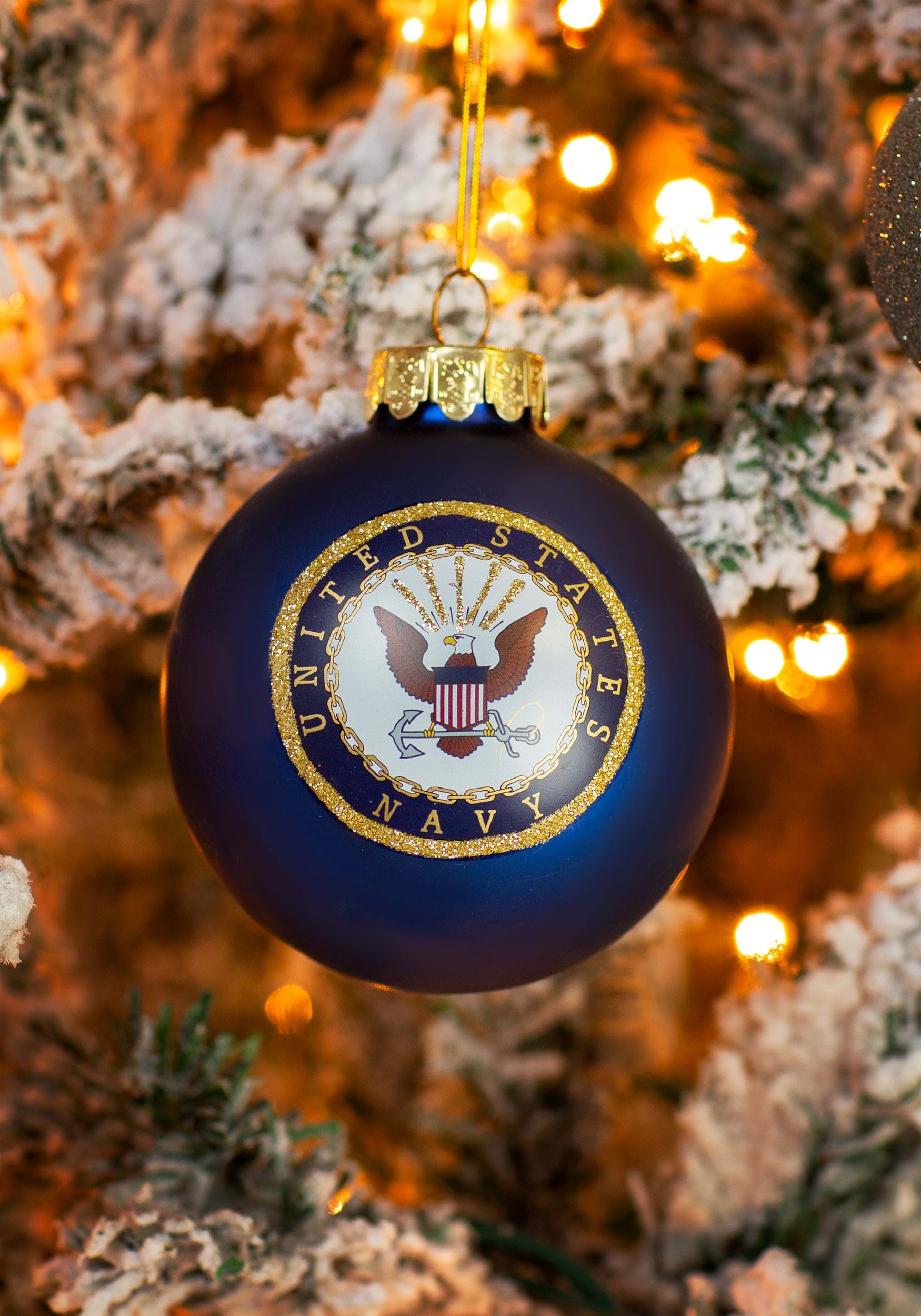 Glass US Navy Ball Ornament