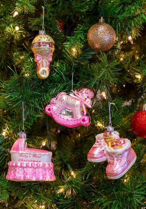 Noble Gems Glass Baby Girl Ornament 4pc Set