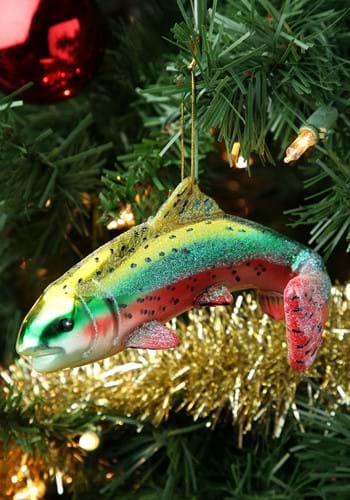 Noble Gems Glass Rainbow Trout Fish Ornament-0