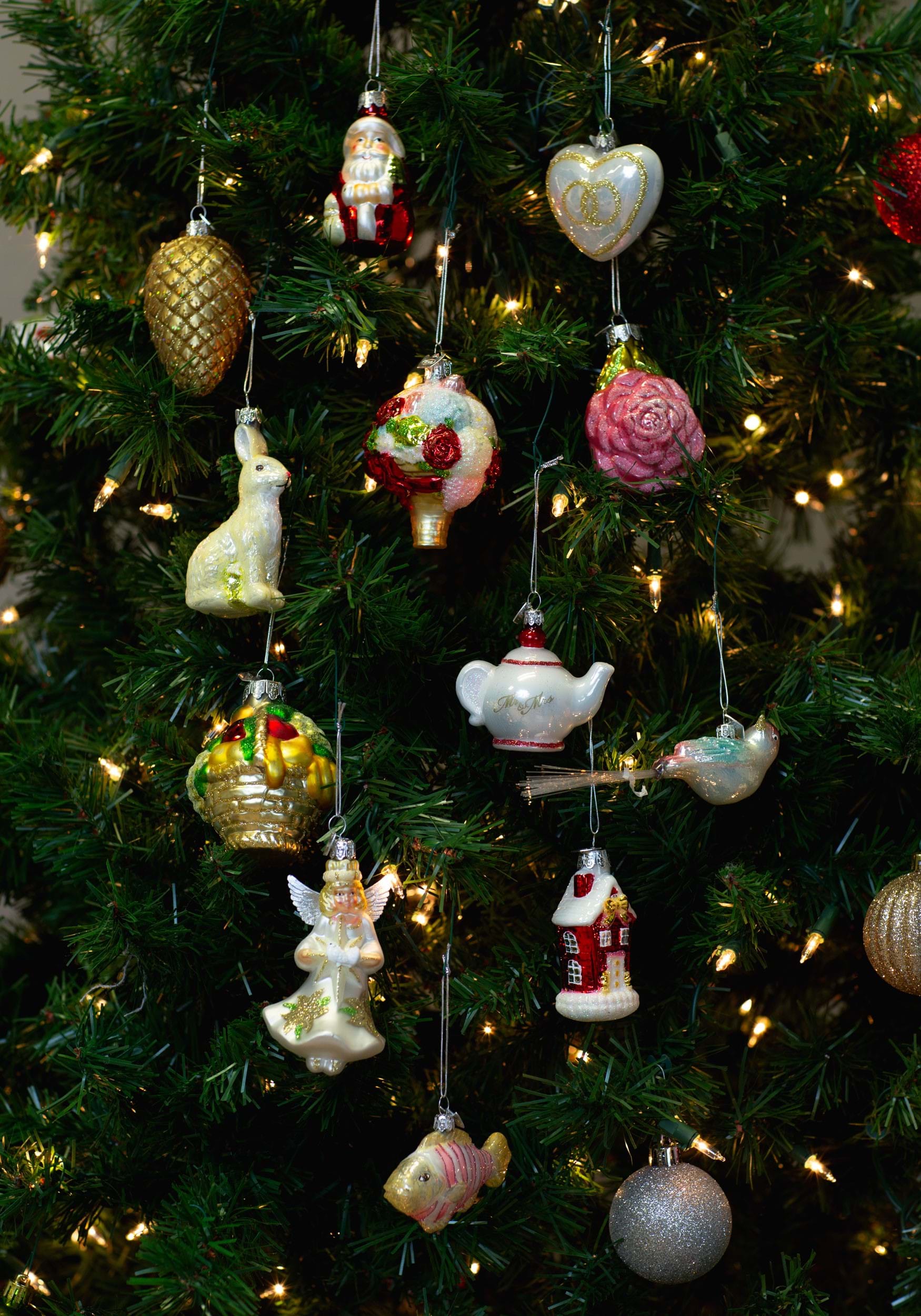 12 Piece Noble Gems Glass Wedding Ornament Set | Christmas Decorations