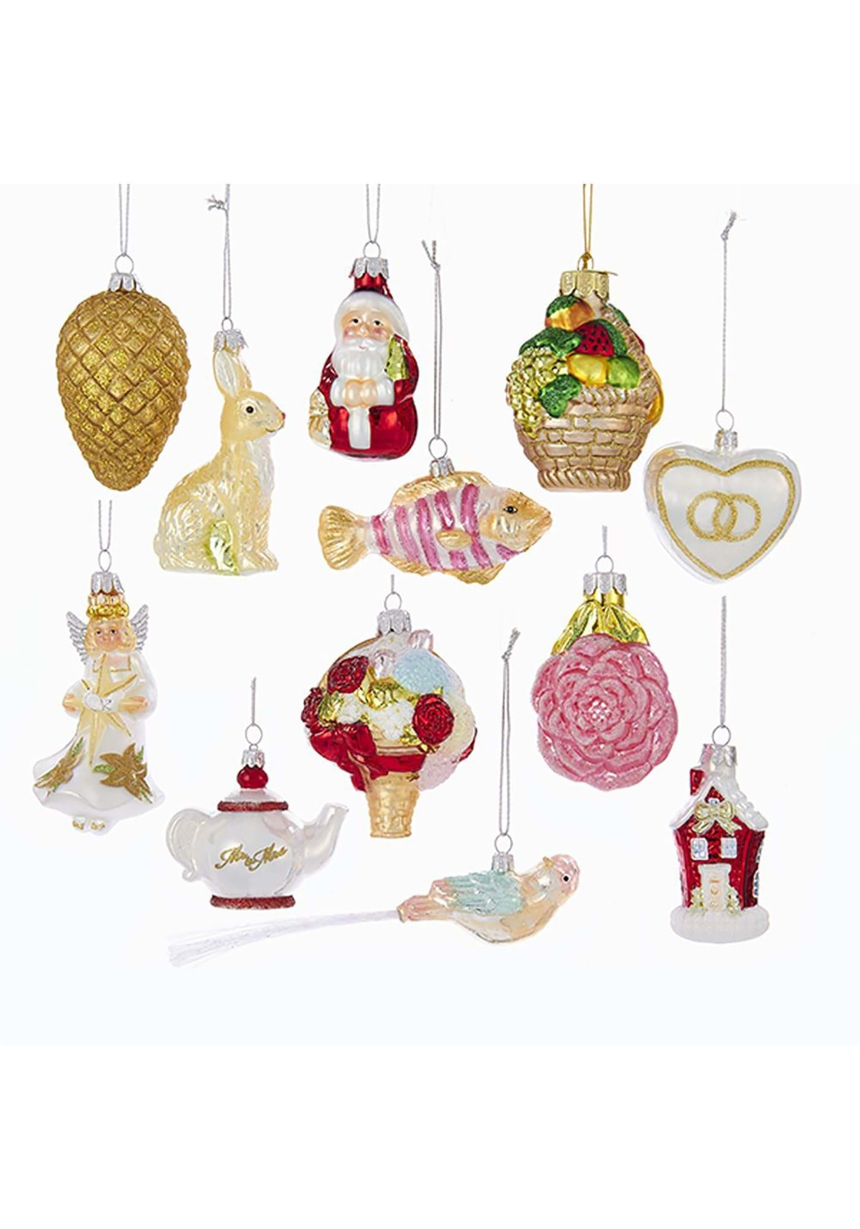 12 Piece Noble Gems Glass Wedding Ornament Set