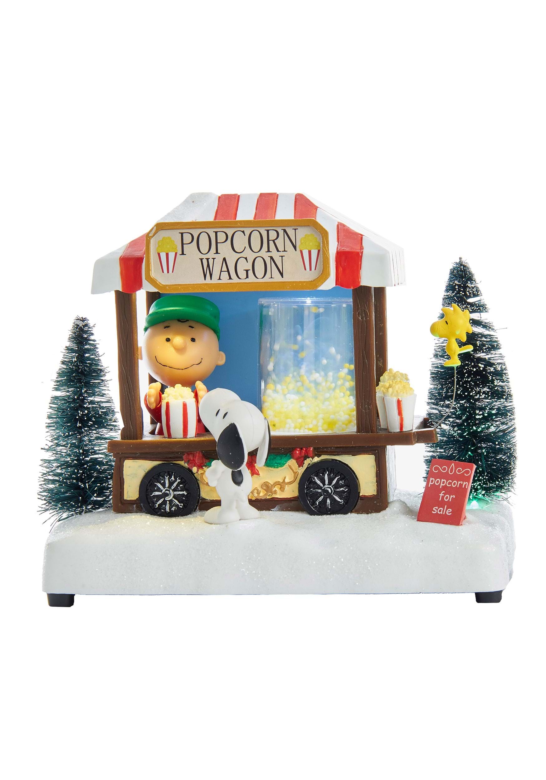Peanuts Musical LED Light Up Popcorn Wagon Tablepiece Figure From Kurt Adler