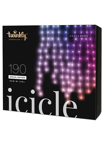Twinkly 190 LED Icicle Light Set Bluetooth Activat