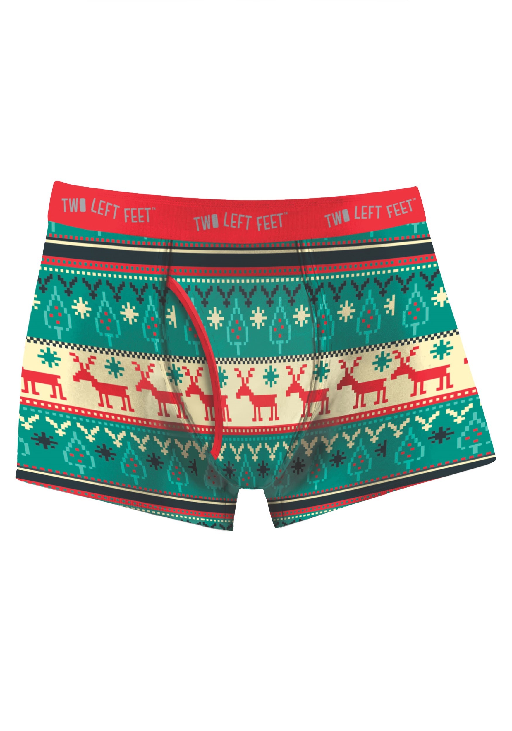 Christmas Mens Trunk Boxer Brief Underwear Two Left Feet Reindeer Xing