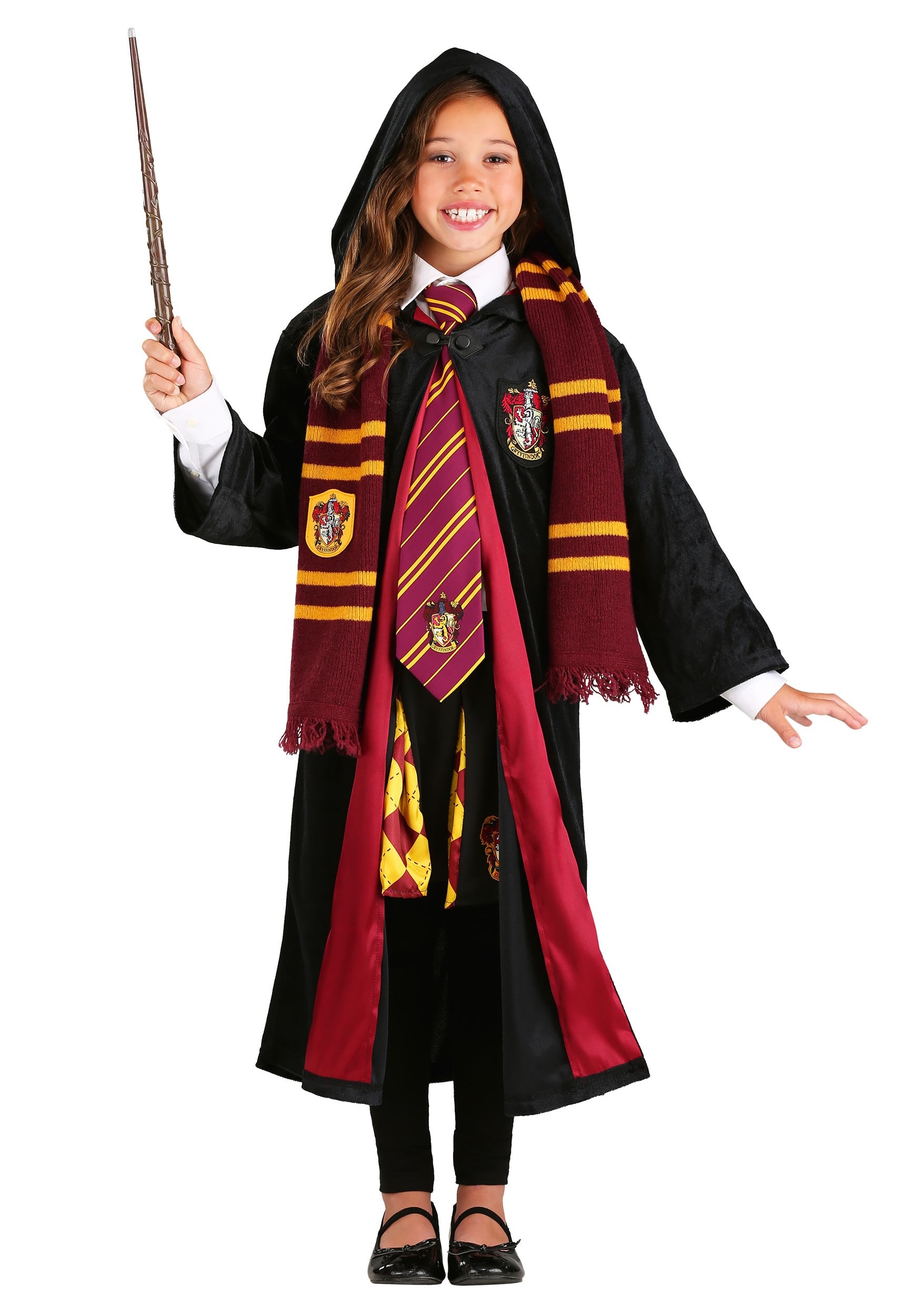 Harry Potter Gryffindor Robe Costume for Kids, Black and Red Satin Robe