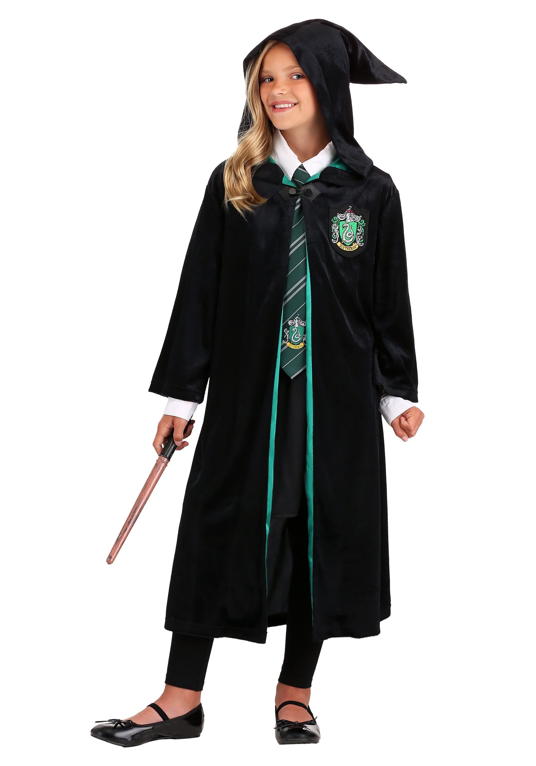 Slytherin Robe Deluxe Harry Potter Wizard Halloween Child Costume Cosplay M  7-8