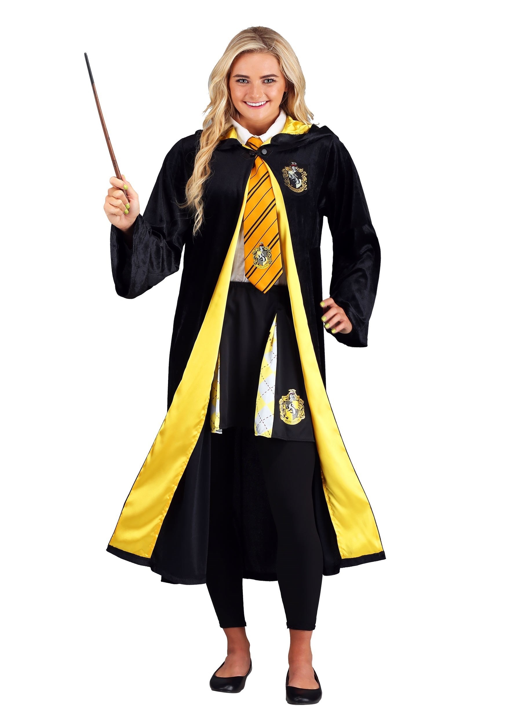 Photos - Fancy Dress Deluxe Jerry Leigh Harry Potter Plus Size  Hufflepuff Adult Robe Black/ 
