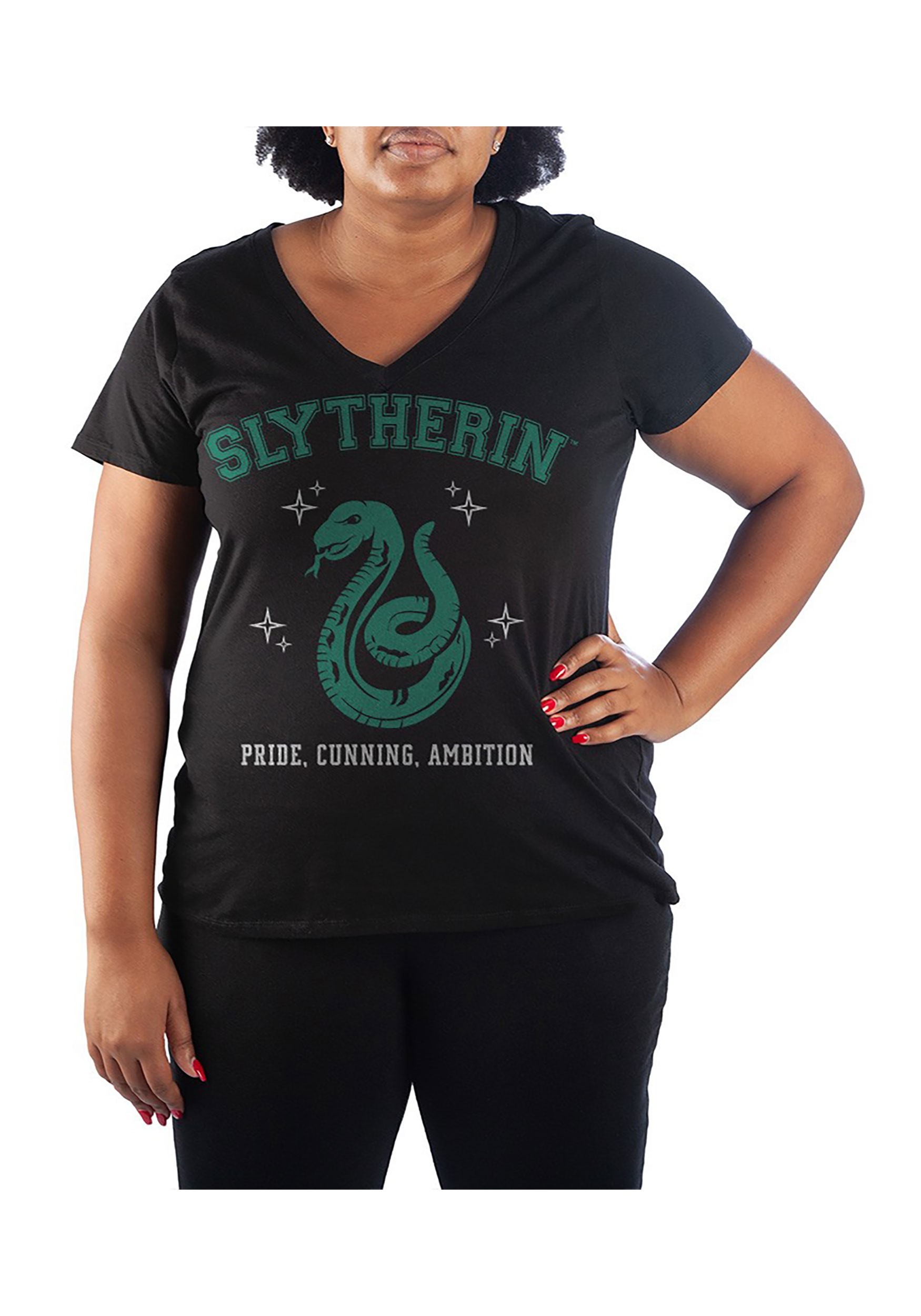 Slytherin Plus Size V-Neck Tee for Women