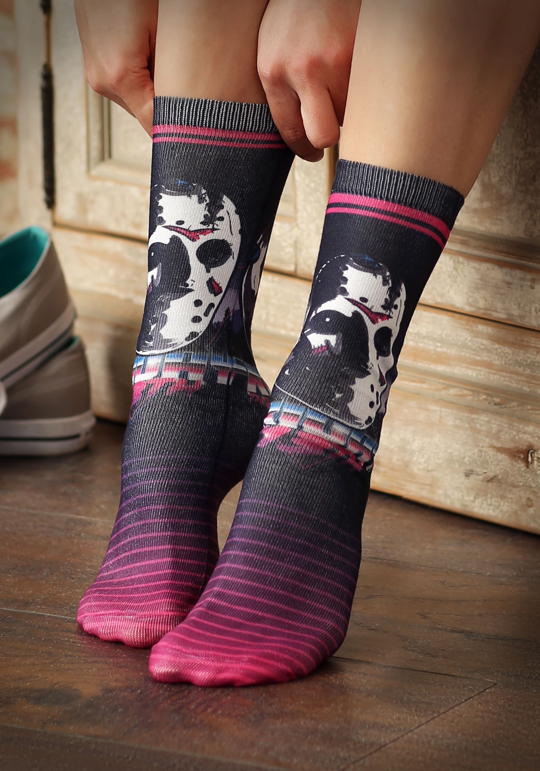 Download Neon Sublimated Socks Friday the 13th Jason 80's Style