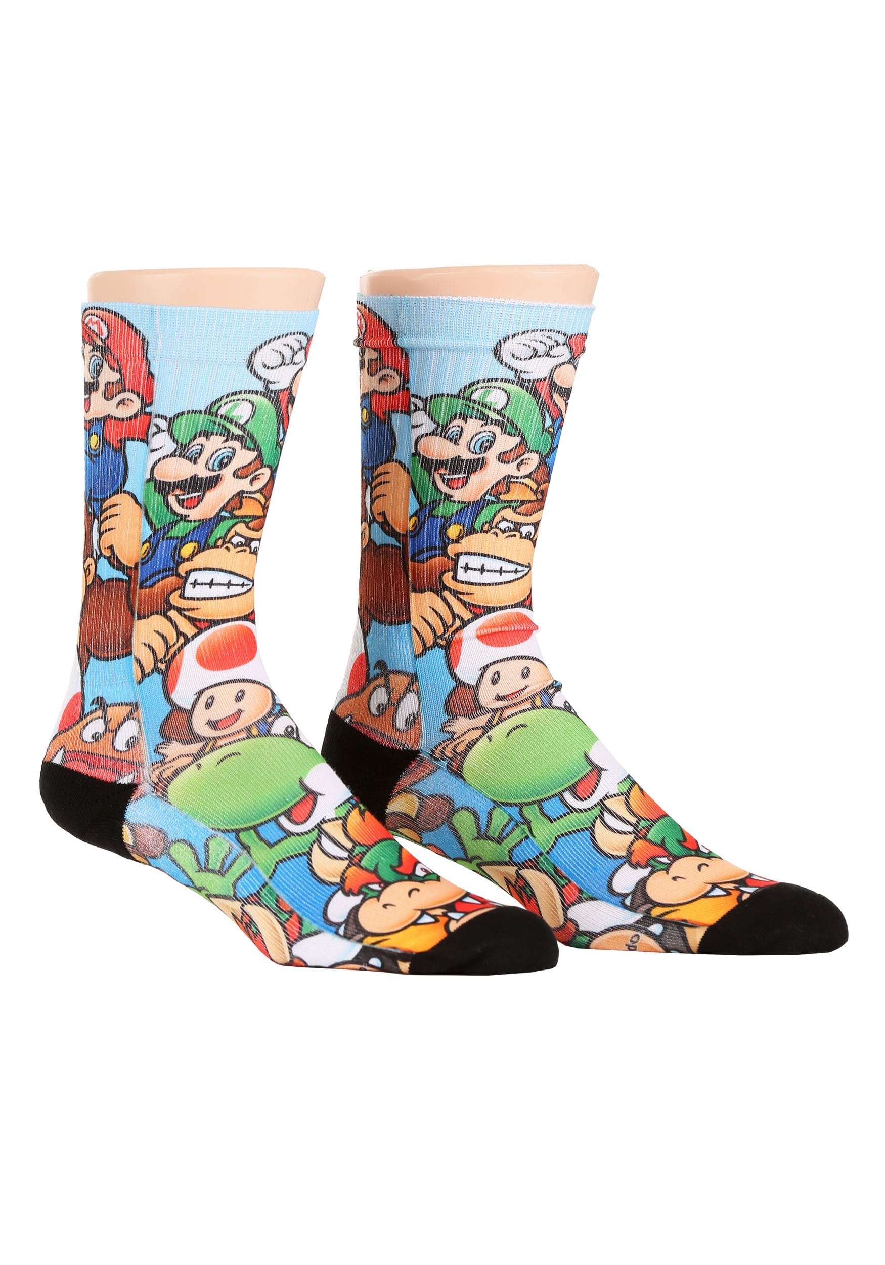 Stacked Characters Mario Brothers Sublimated Socks