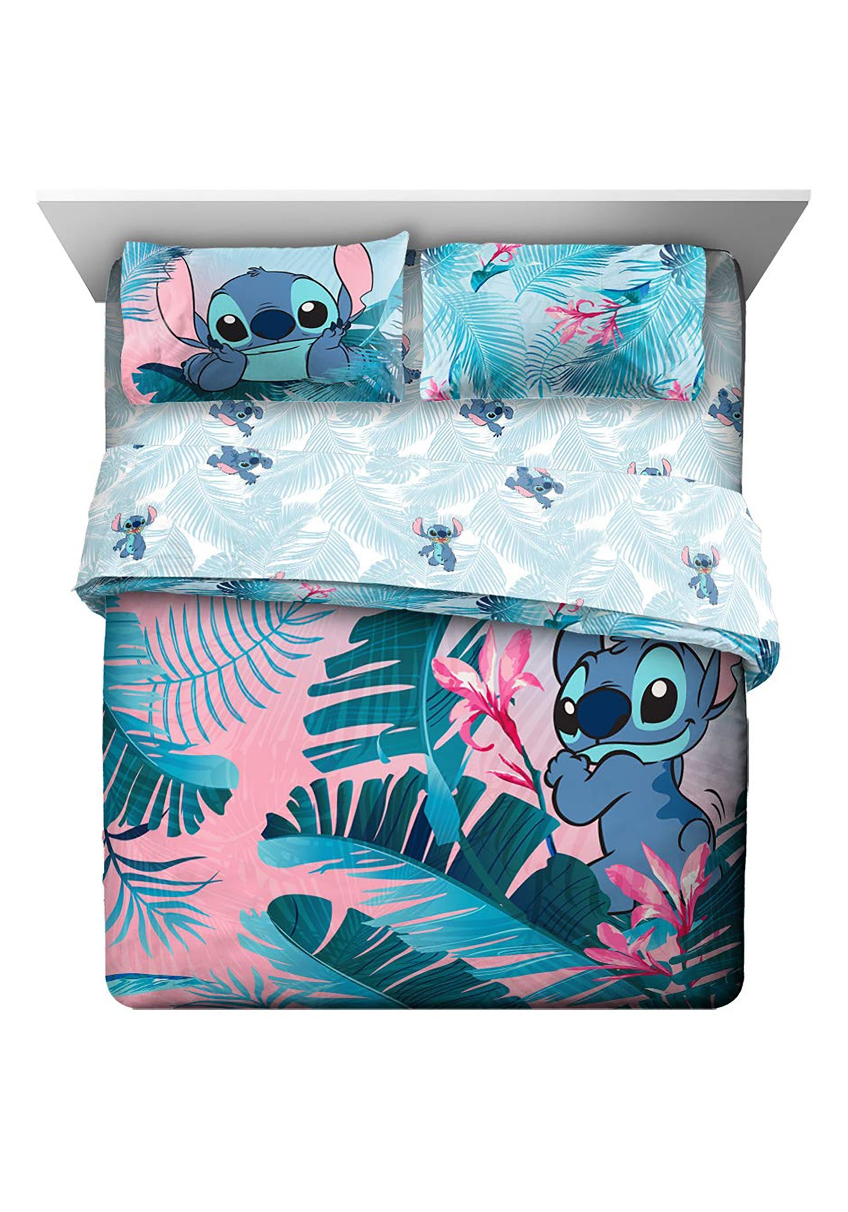 Disney Lilo & Stitch 7 Piece Floral Fun Full-Sized Bed Set