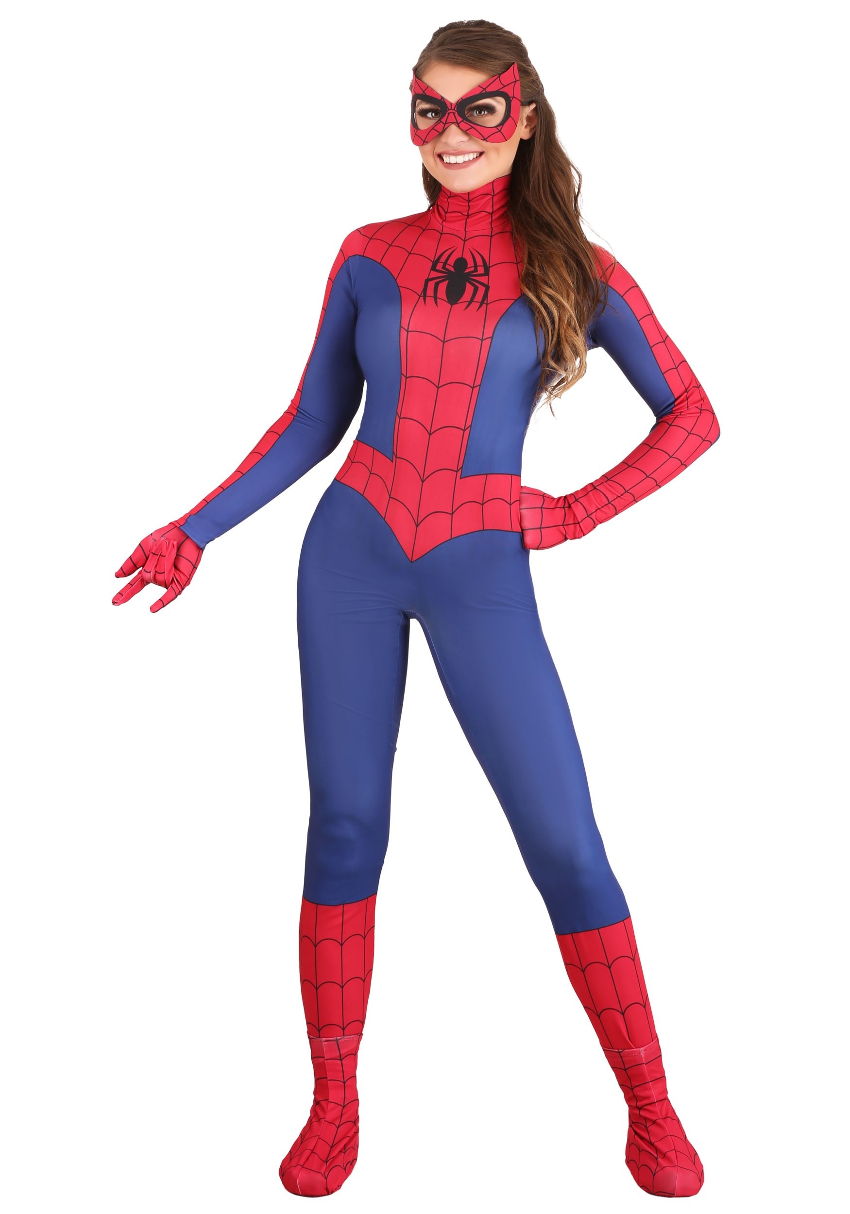Девушка в костюме человека паука