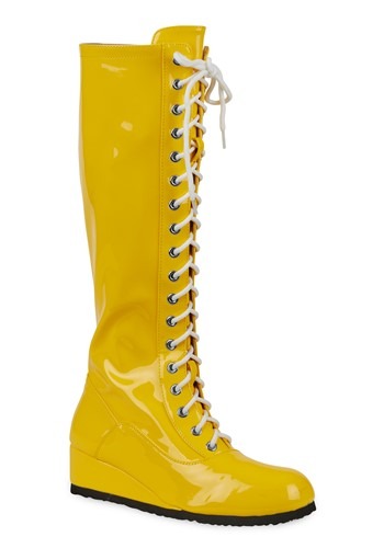 Mens Yellow Wrestling Lace Up Boots