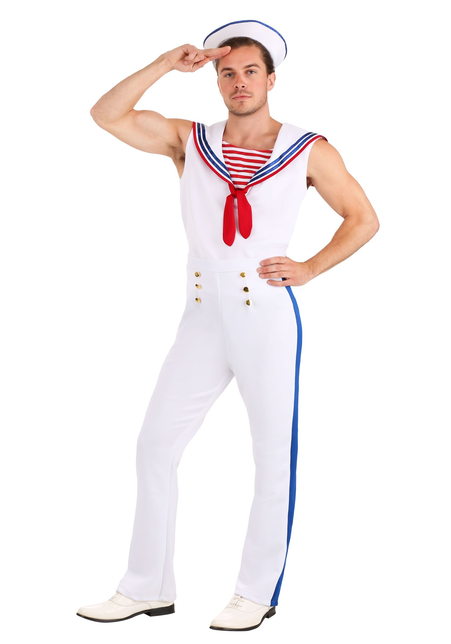 Photos - Fancy Dress FUN Costumes Exclusive Men's First-class White Sailor Costume Red/Blue