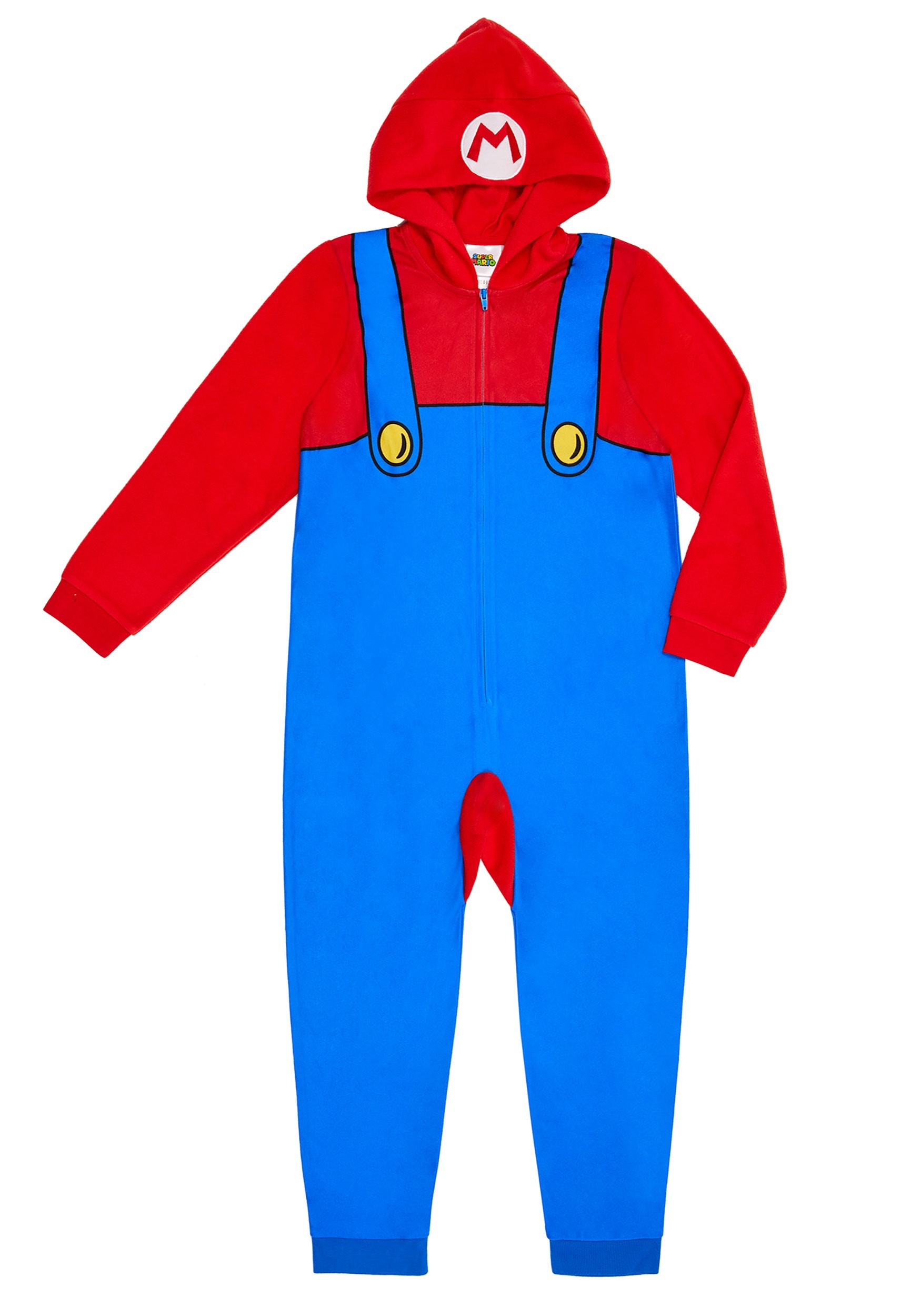 Kids Mario Hooded Union Suit Costume