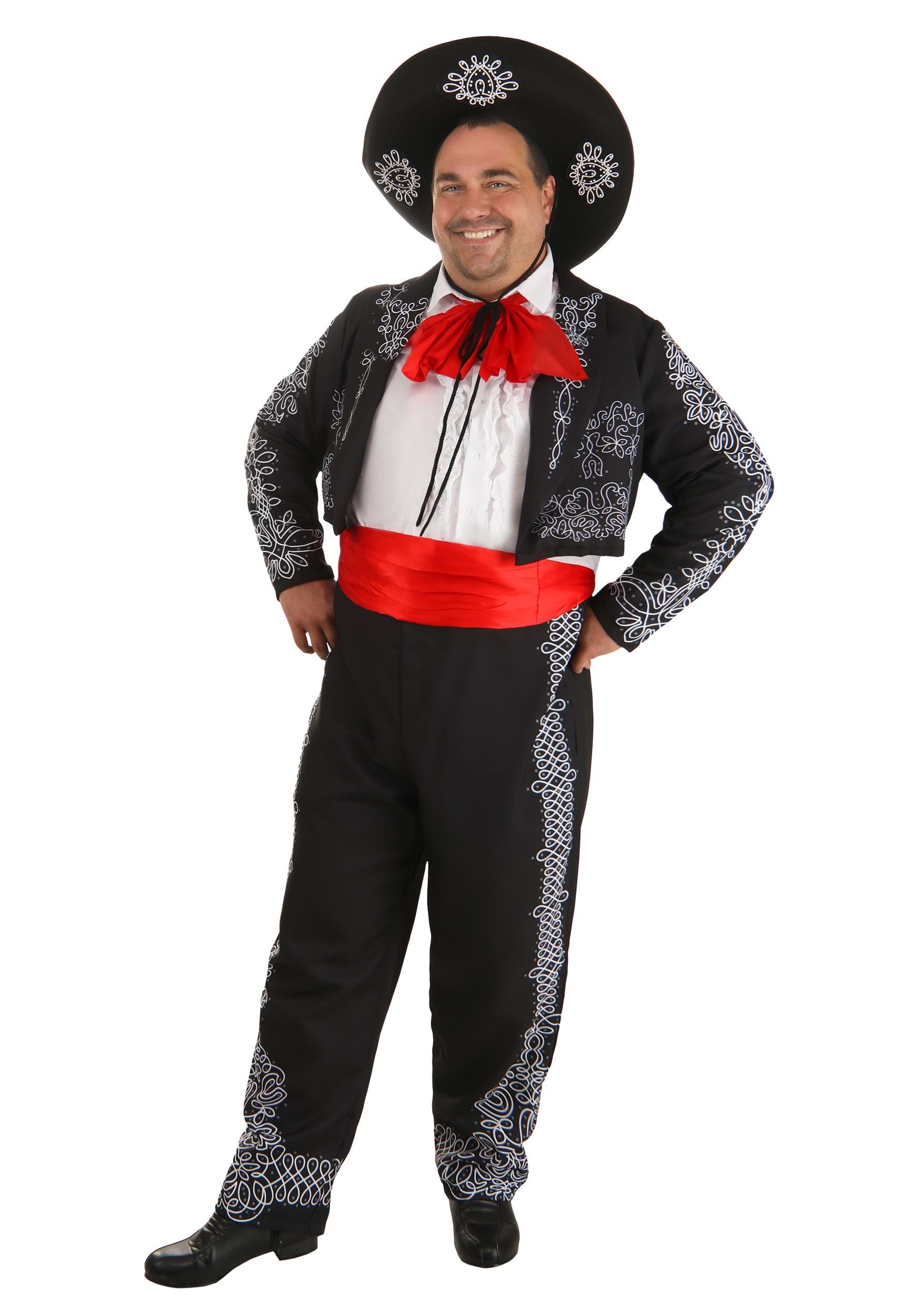 Photos - Fancy Dress FUN Costumes Men's Plus Size The Three Amigos Costume Black/Red/Wh