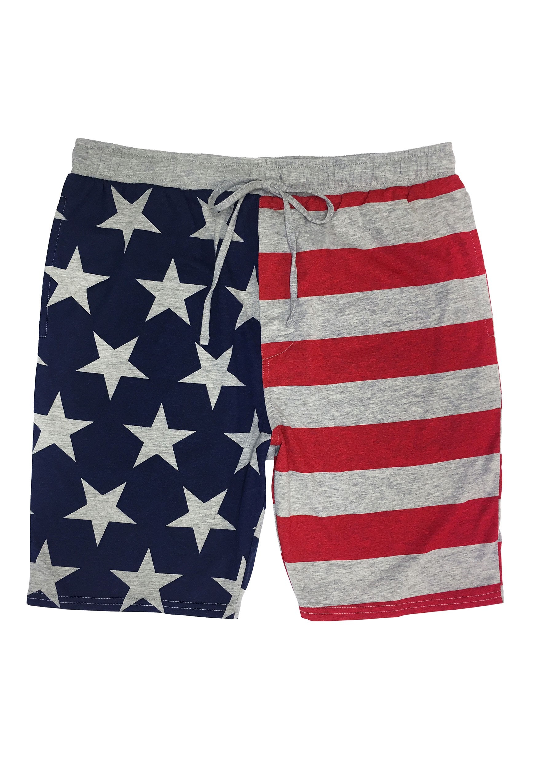 American Flag Drawstring Heather Gray Sleep Shorts