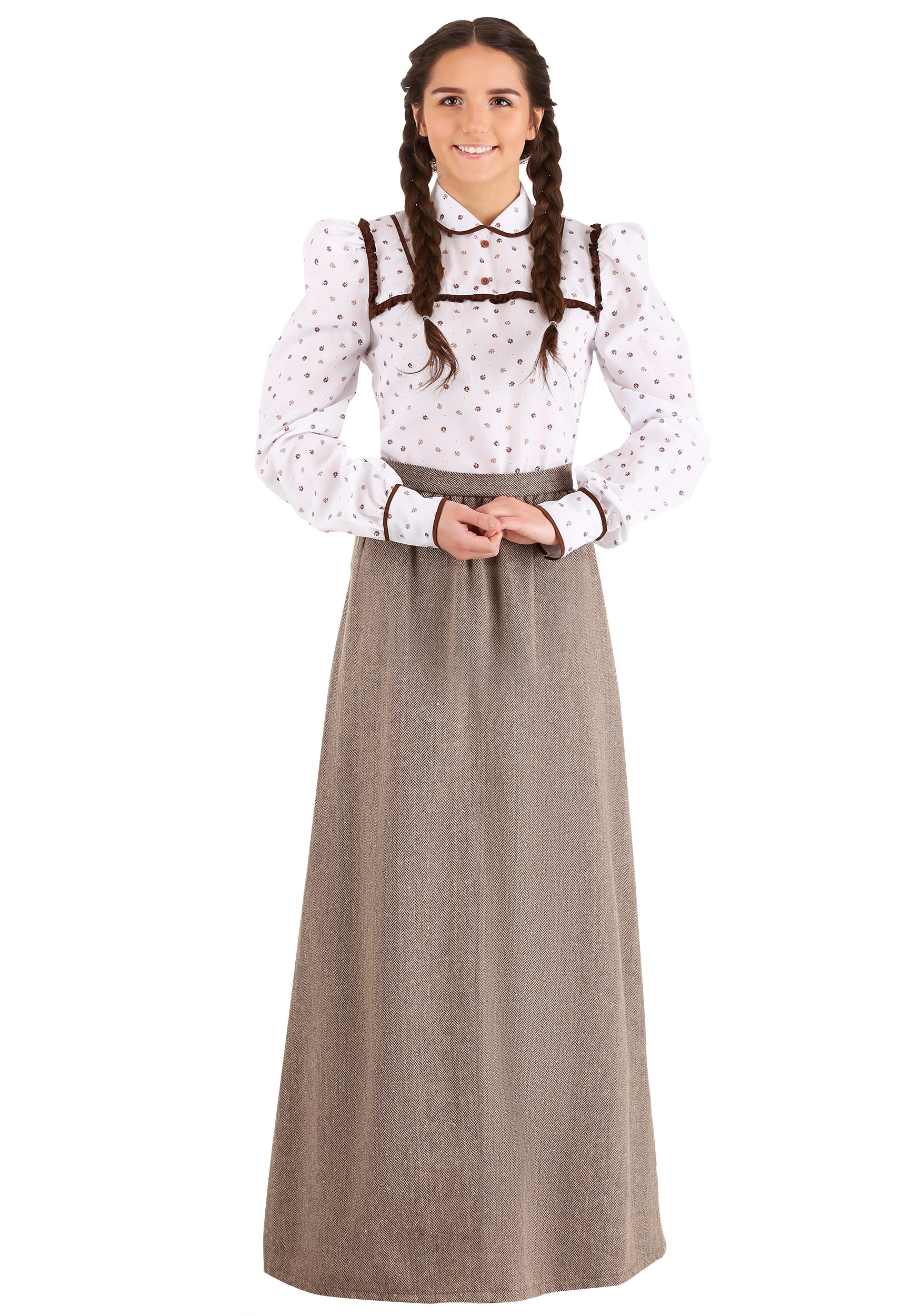 Photos - Fancy Dress Westward FUN Costumes  Pioneer Costume for Women Brown/White FUN1304AD 