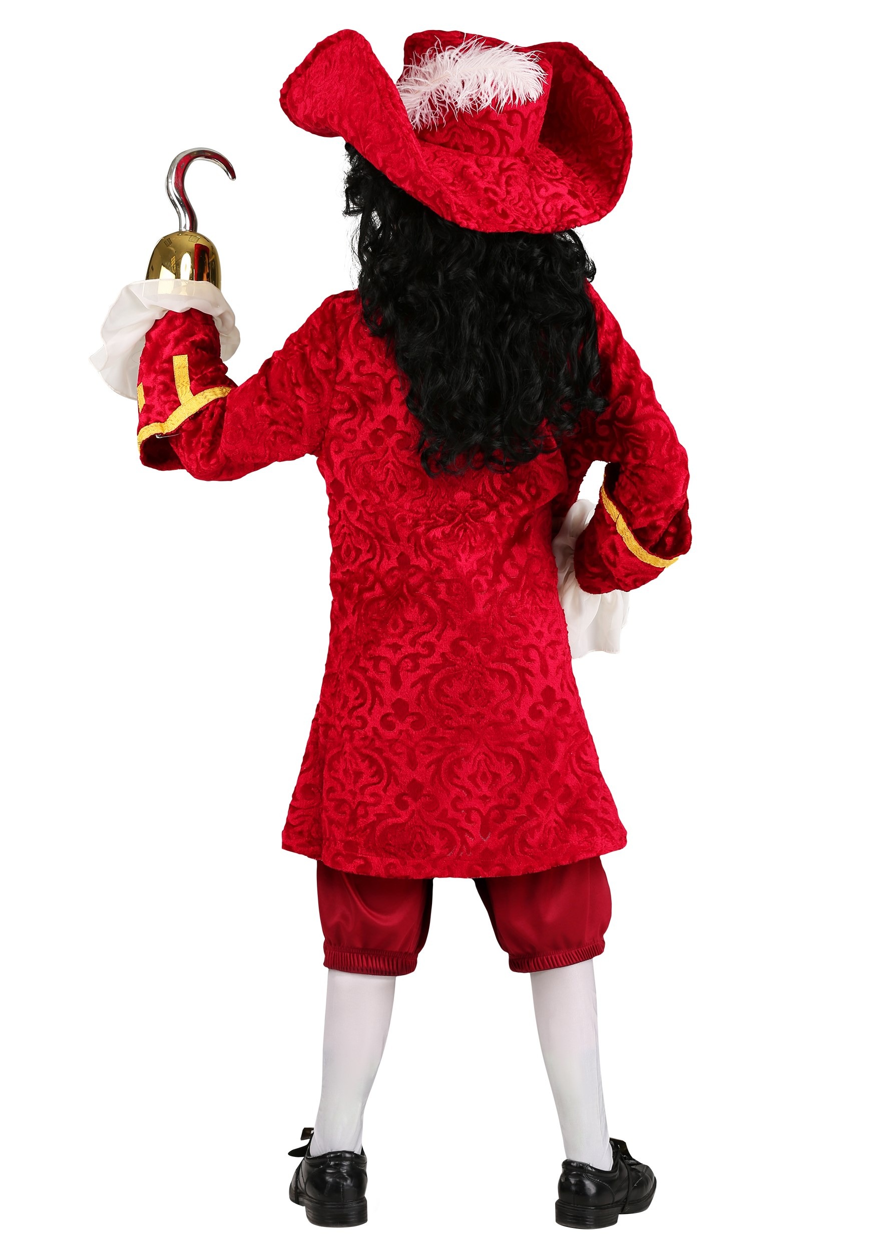 Men's Plus Size Captian Hook Costume, Elite Captian Hook Halloween Outfit,  Red Pirate Captain