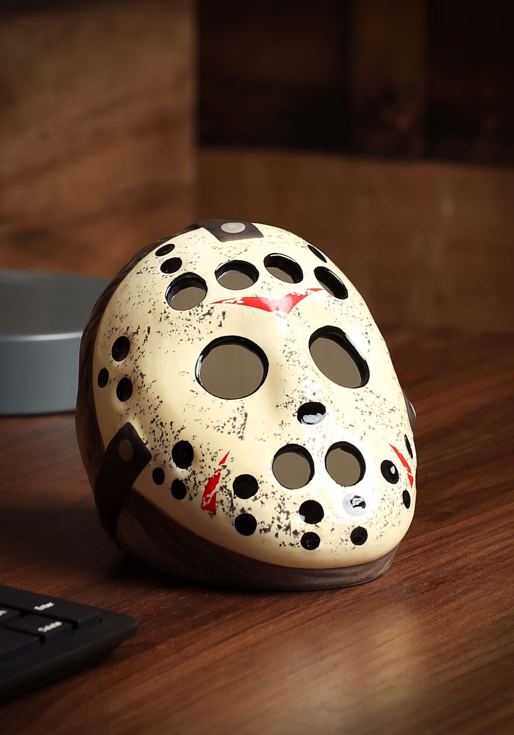 Ceramic Friday The 13th Mask Pencil Holder , Horror Movie Office Supplies
