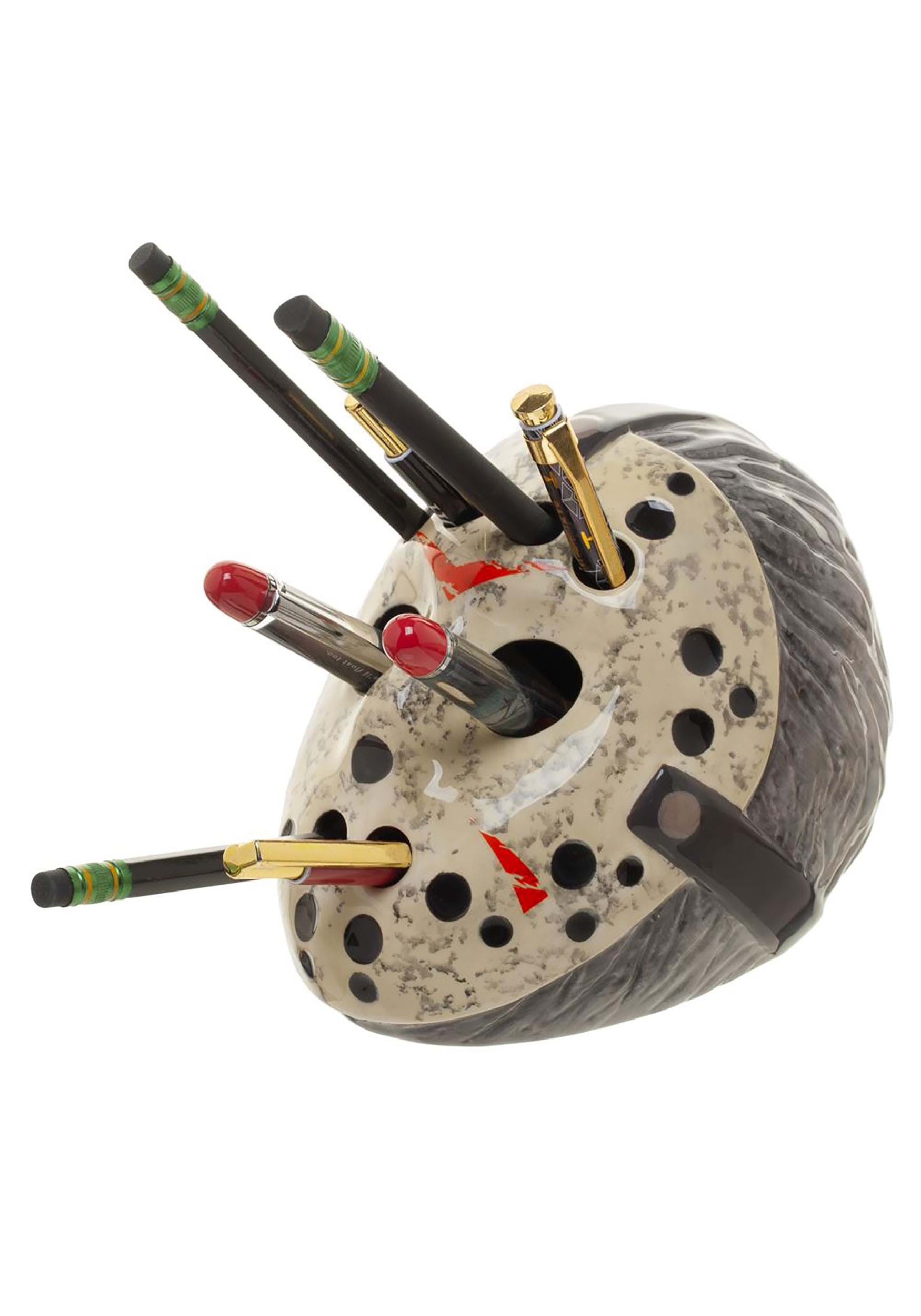 Ceramic Friday The 13th Mask Pencil Holder , Horror Movie Office Supplies